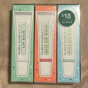 NWT Mario Badescu design mer 3 flavor lip balm set